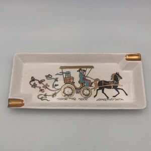 Vintage Rectangular Tray with Horse and Carriage Designs
